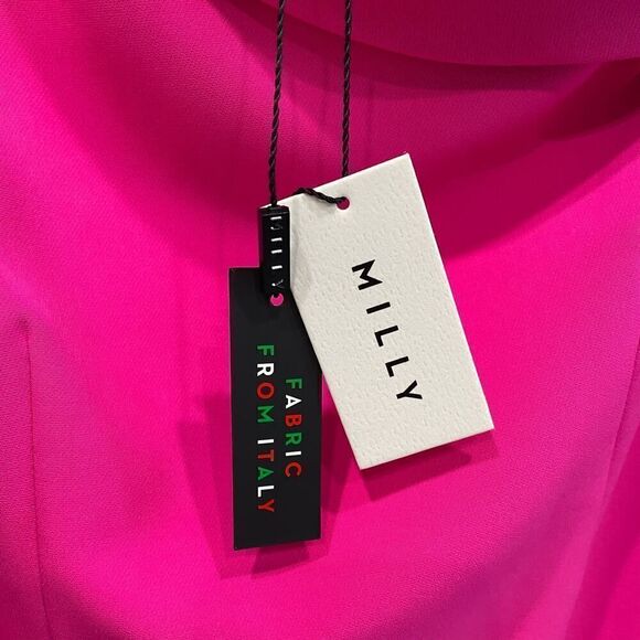 NWT Milly Cressida One-Shoulder Dress in Raspberry Fuchsia Pink - Size: 6 - Picture 8 of 13